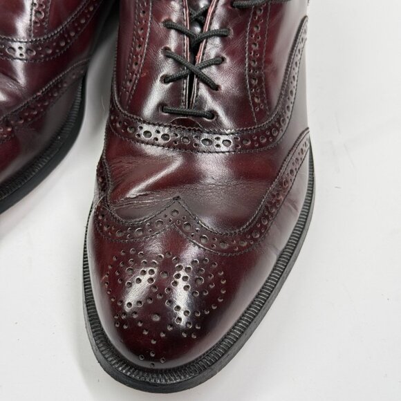 Vintage Cole Haan Oxford Brogue Dress Shoes Wingtip Burgundy Leather SIze 9.5D - Picture 10 of 14